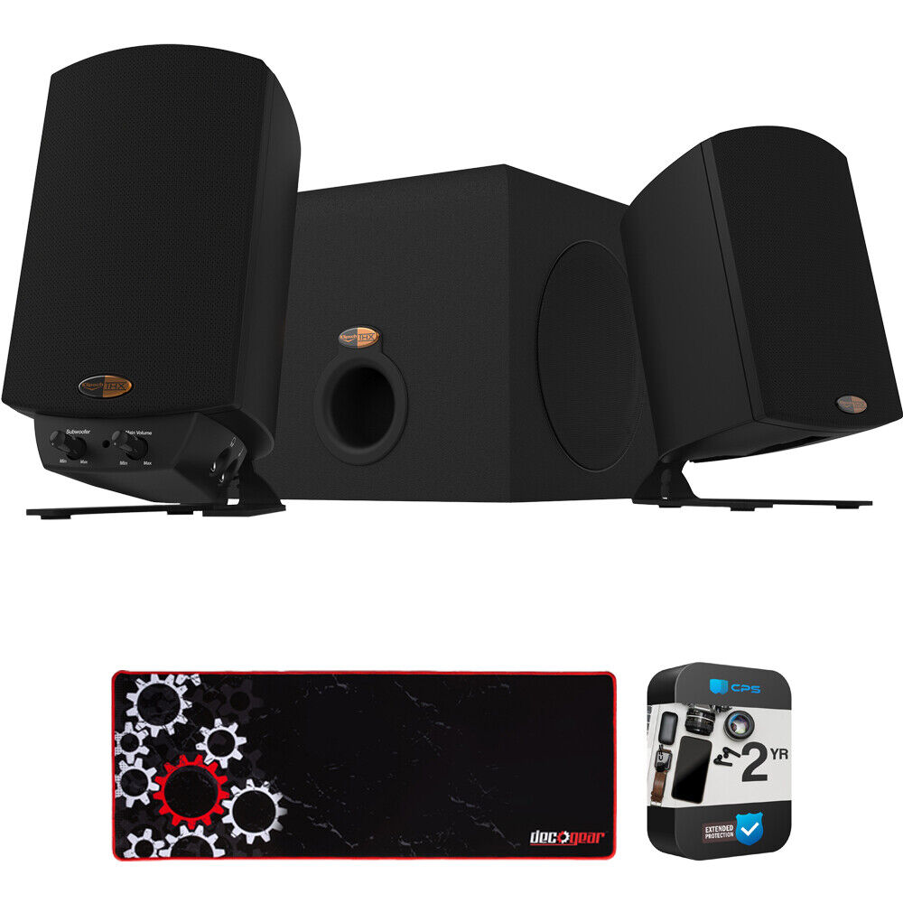 Klipsch ProMedia 2.1 THX Certified Speaker System Black + 2 Year Warranty Bundle
