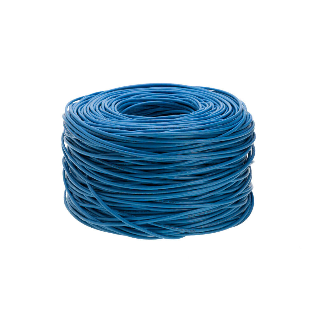 CAT5e 1000FT / 500FT 24AWG Cable Bulk Solid Network Wire White Blue Gray Black