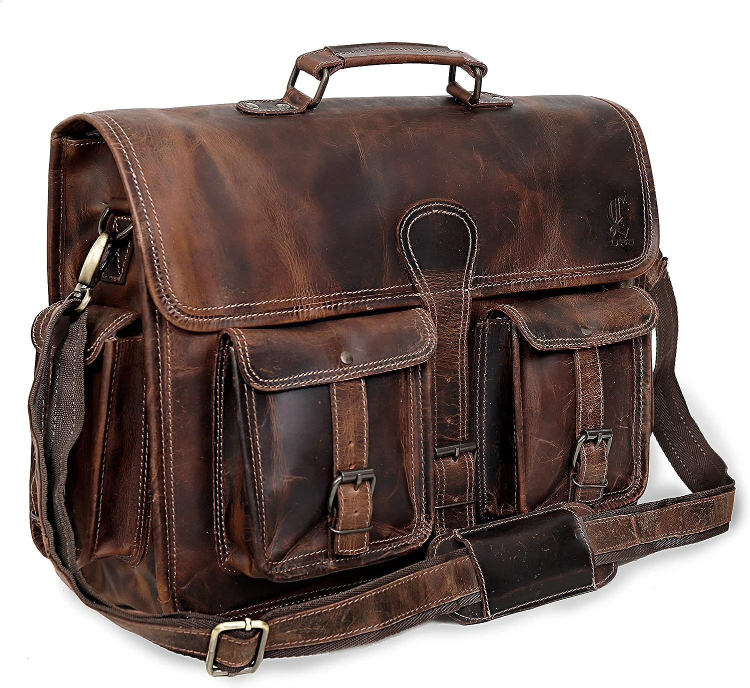 Leather 16 Inch Laptop Messenger Bag Vintage Briefcase Satchel for 16 