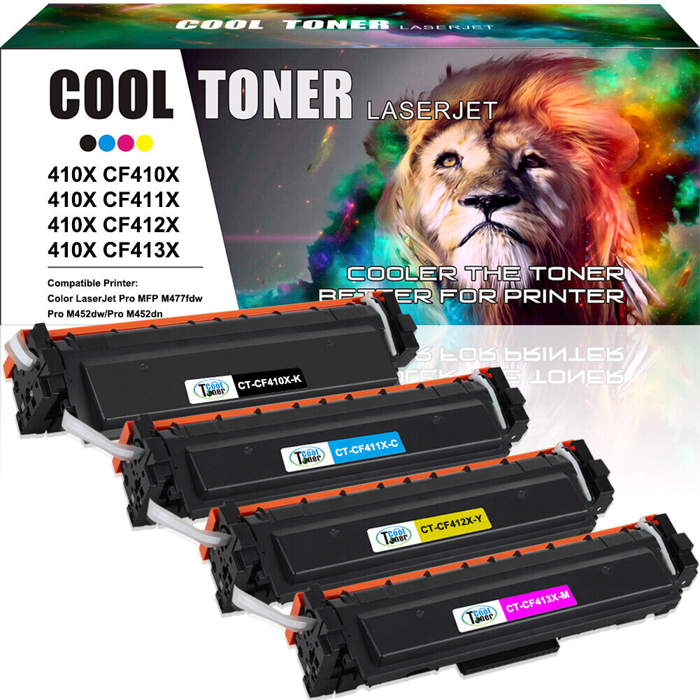4 x Toner Cartridges Compatible with HP 410X CF410X M452dn MFP M477fnw M477fdw