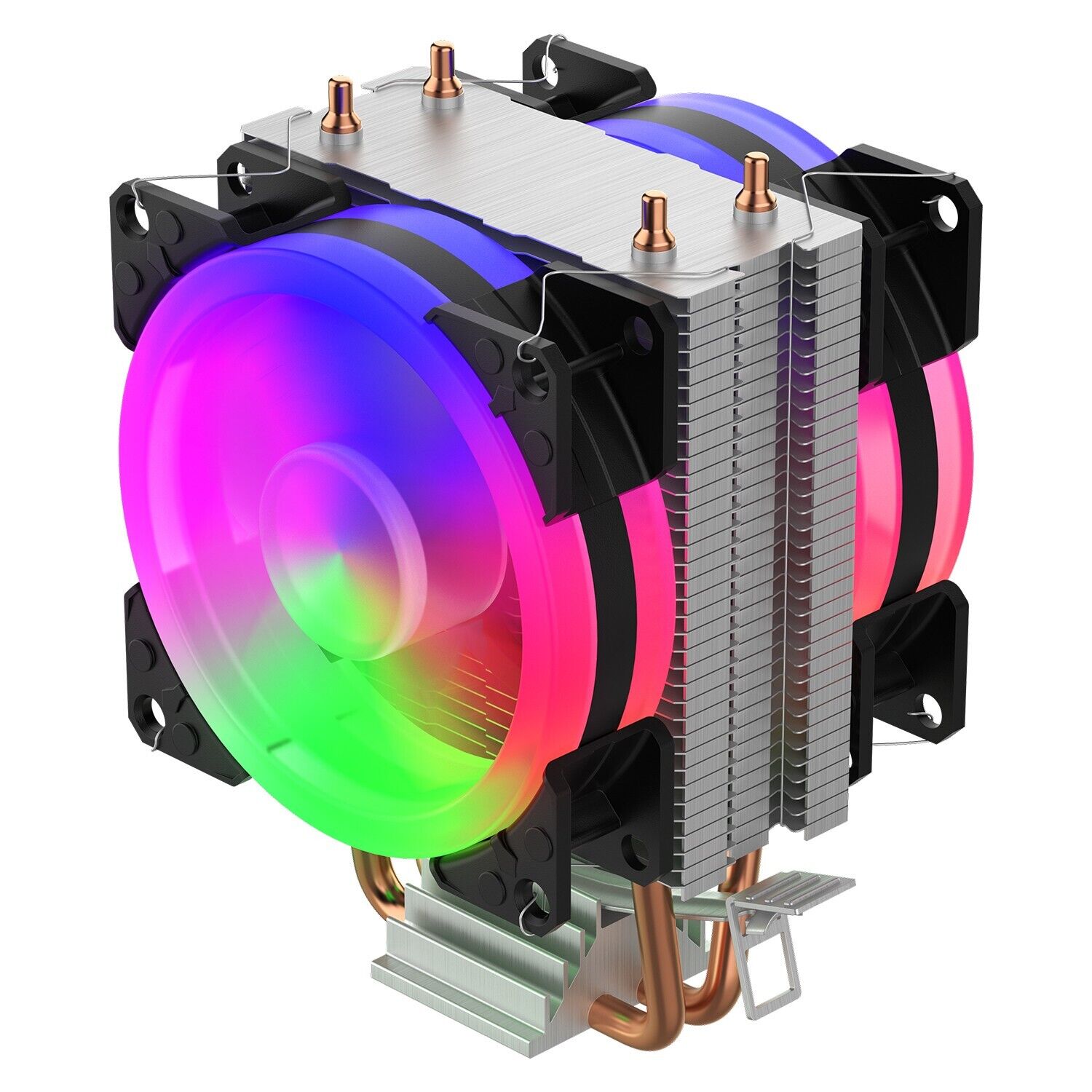 3Pin CPU Cooler 4 Heatpipe W/ RGB Fan For Intel 1150/1151/1155/1156/1366 + AMD