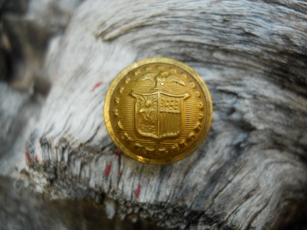 Old Rare Vintage Antique War Relic New York Gold Gilt Officer Coat Button 