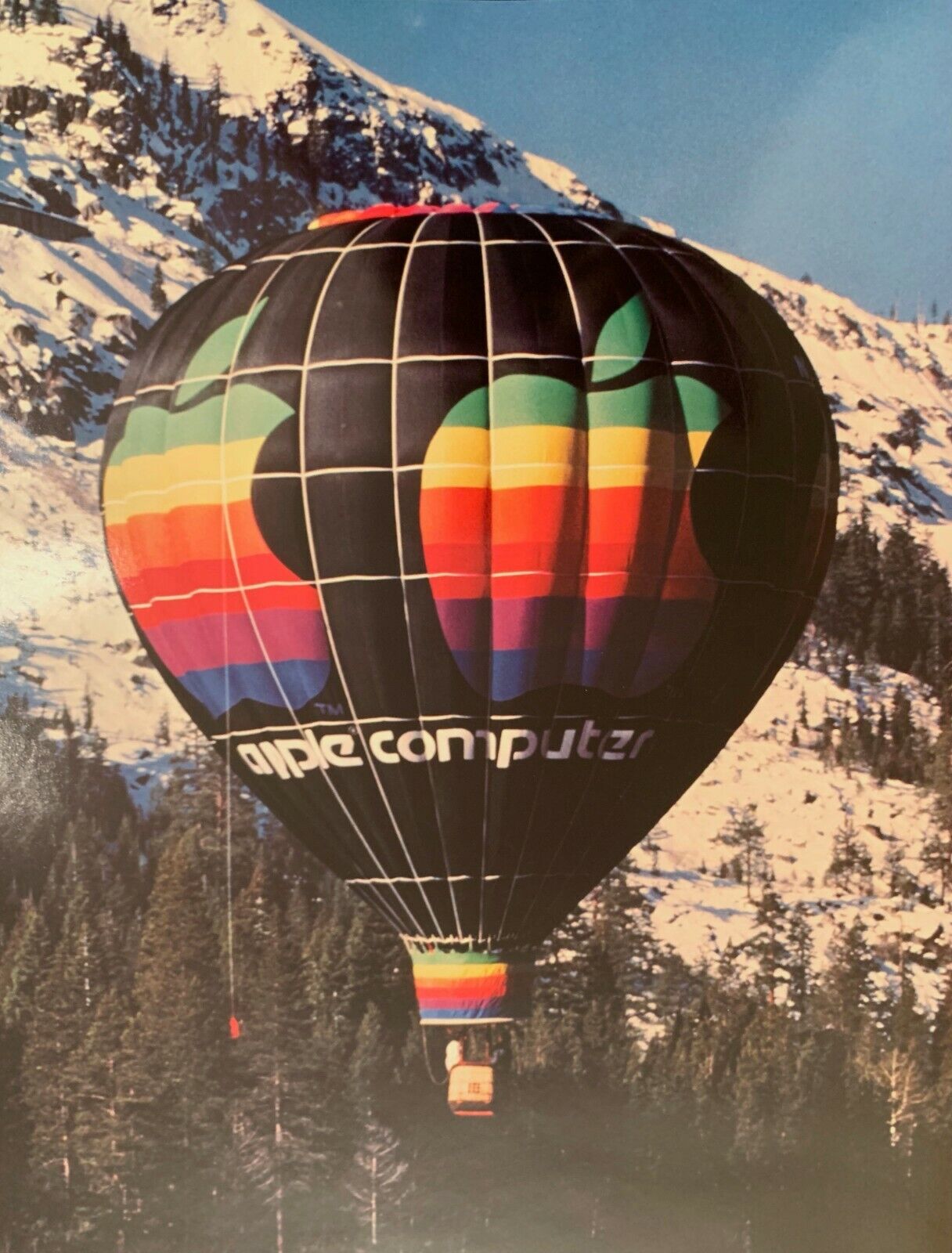 RARE 1981 Original Apple Computer Hot Air Balloon Poster Vintage Donner Lake, CA