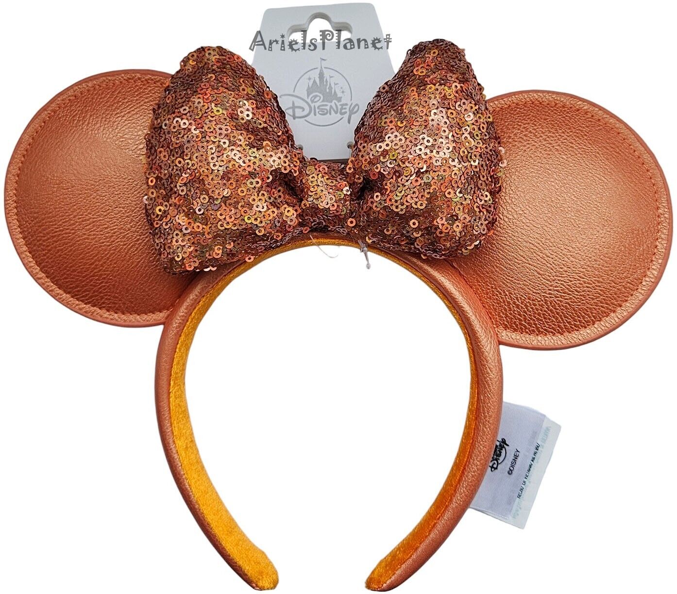 2024 Disney Parks Minnie Mouse Ear Headband with Sequined Bow – Peach punch