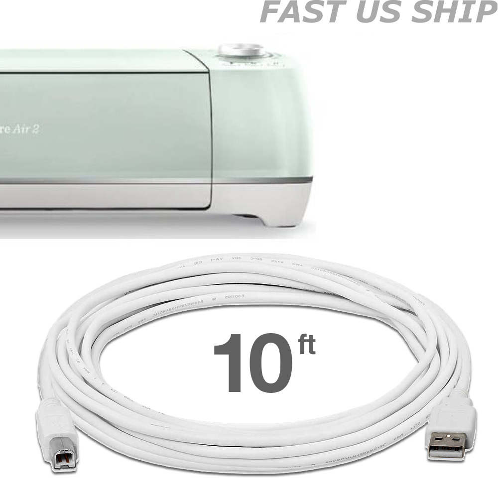 Longer 10ft Quality White Lead Wire Cord USB Cable for Cricut Explore Air 2