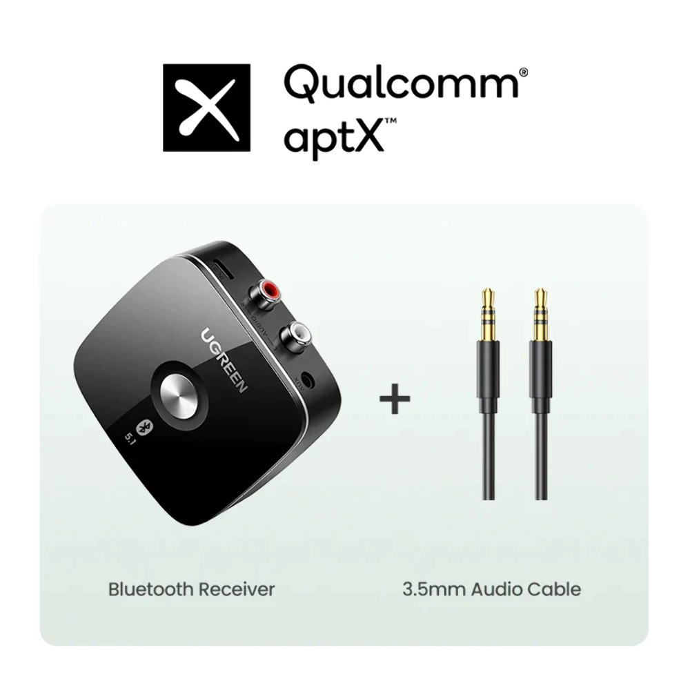 Ugreen Bluetooth RCA Receiver 5.1 aptX HD 3.5mm Jack Aux Wireless Adapter TV Car