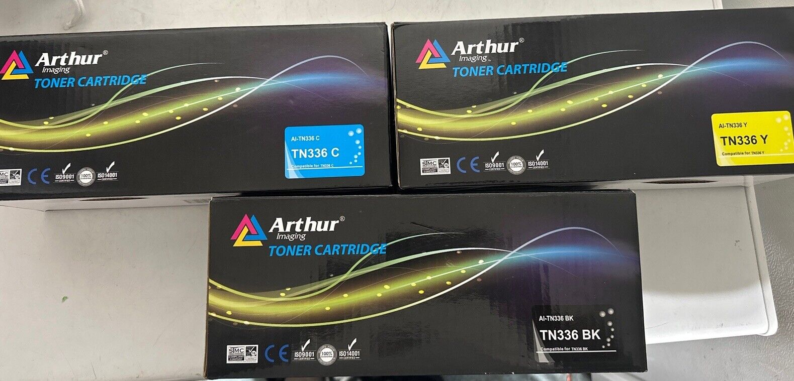 Arthur Imaging Toner Cartridge Set Of 3 TN336C, TN336BK, TN336Y