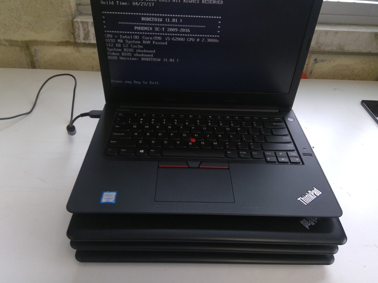 Lot of 4 Lenovo ThinkPad E470  Laptops Core i5 6200U 2.3GHz 8GB RAM No HDD/OS
