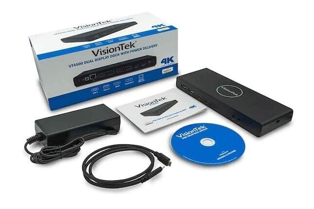 VisionTek VT4500 Dual Display 4K USB 3.0 and USB-C Docking Station with Power...