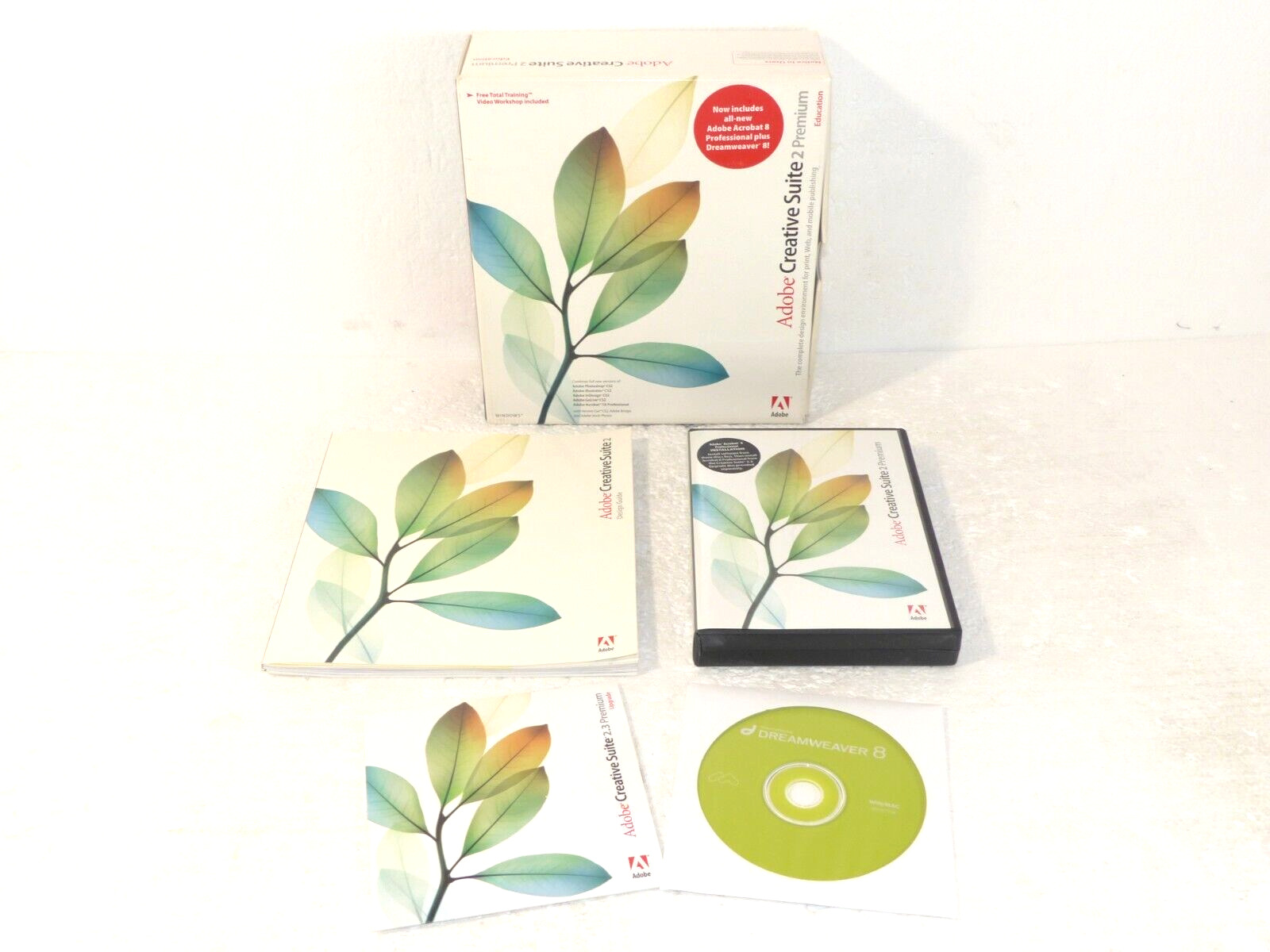 Adobe Creative Suite 2 Premium (DVD, 2005, 8-Disc) Retail Box Set Windows w/ Key