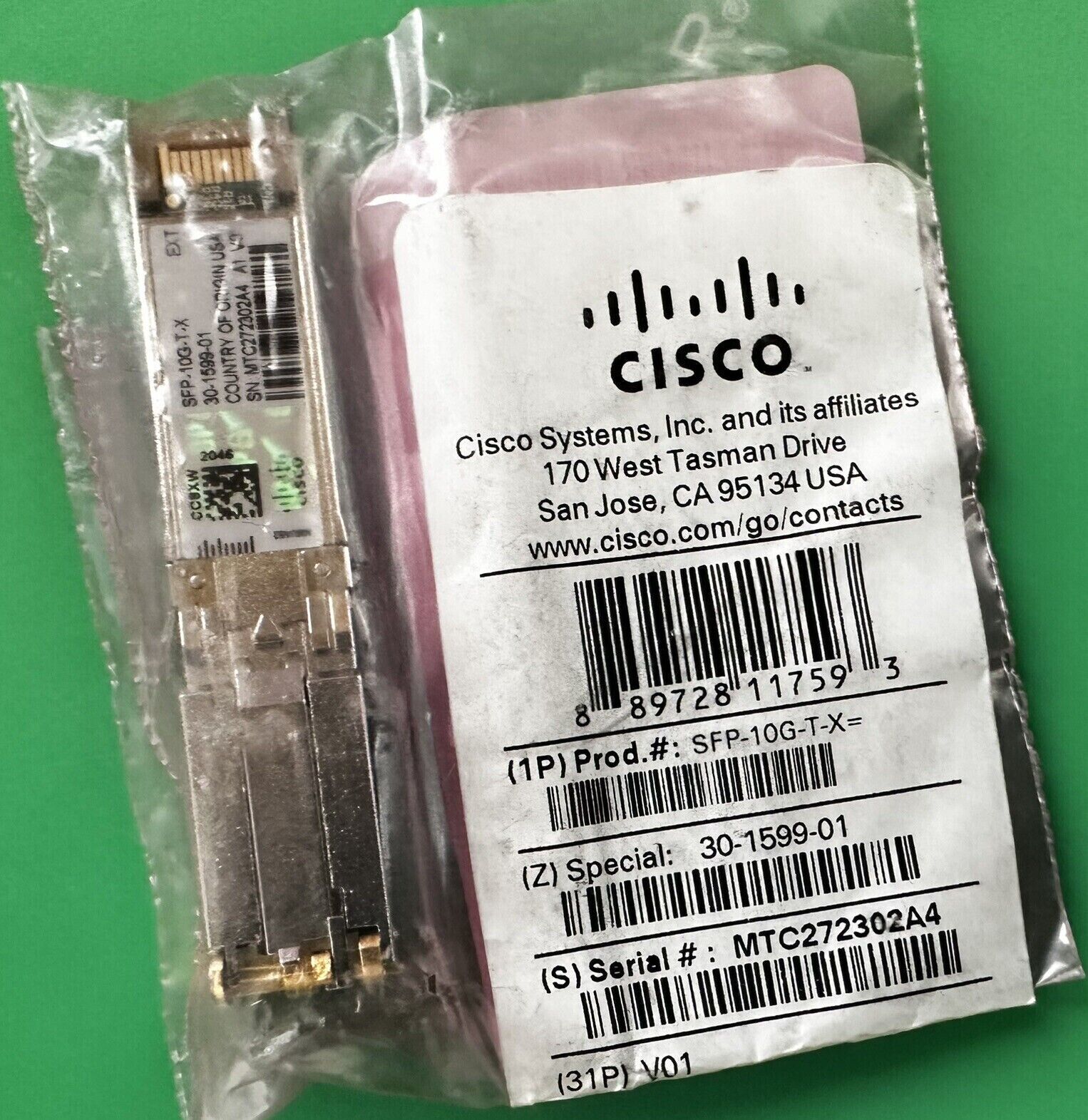 Original Cisco SFP-10G-T-X NEW SEALED W/hologram . In Stock.