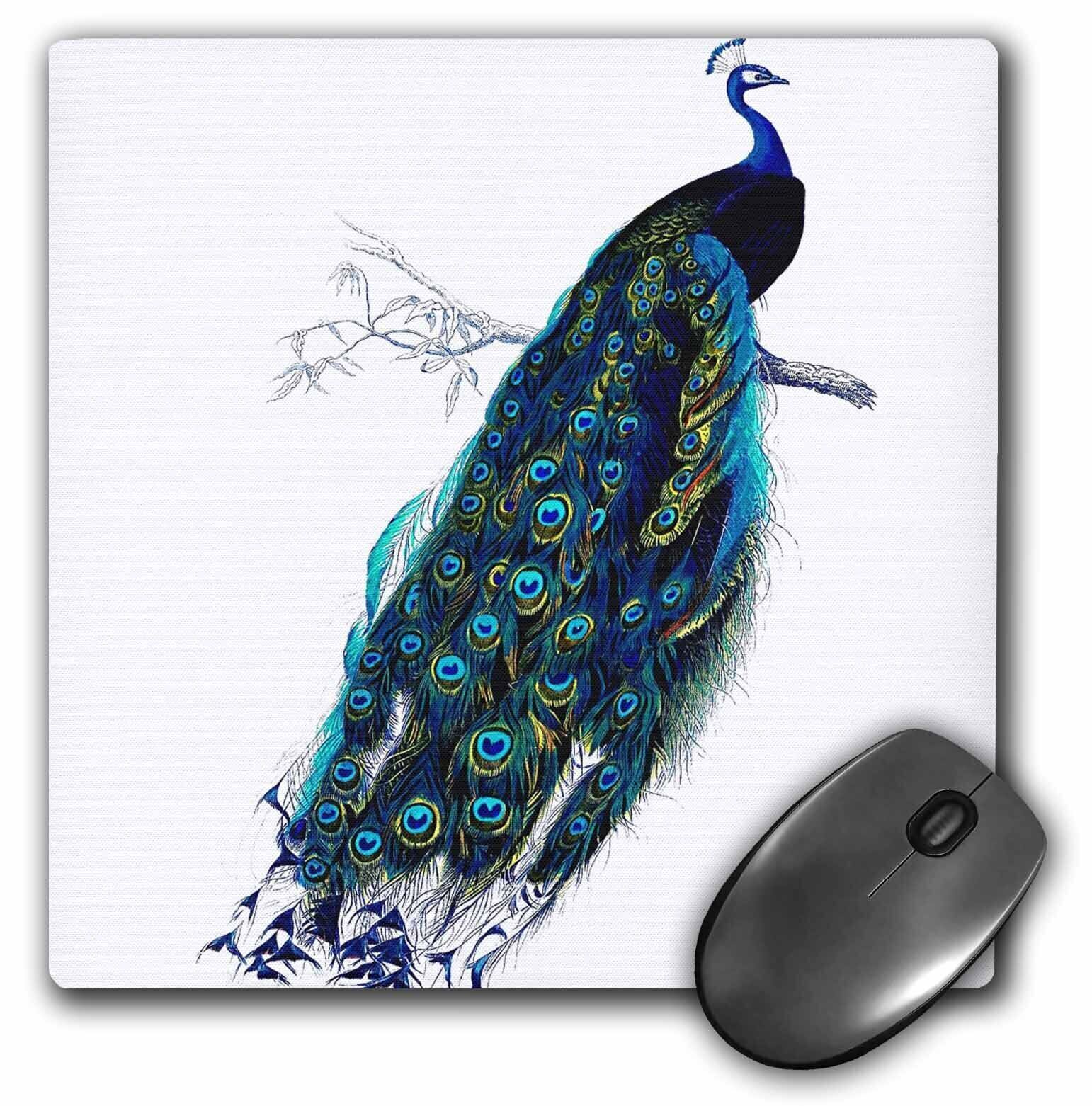 3dRose Blue Peacock beautiful bird vintage MousePad