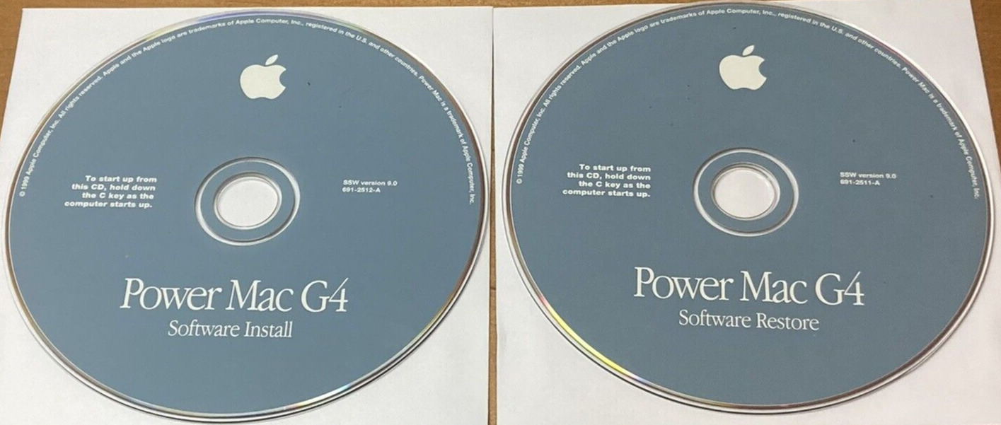 Apple Power Mac G4 OS 9.0 Install & Restore Discs Vtg 1999 Apple OS