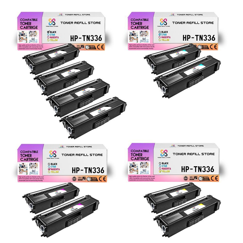 10Pk TRS TN336 BCMY HY Compatible for Brother HLL8250CDN Toner Cartridge