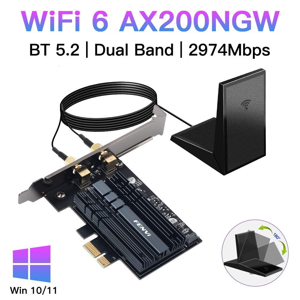 FV-AX3000T WiFi 6 AX200 Dual Band 2974Mbps BT 5.2 Desktop PCI-E Network Adapter