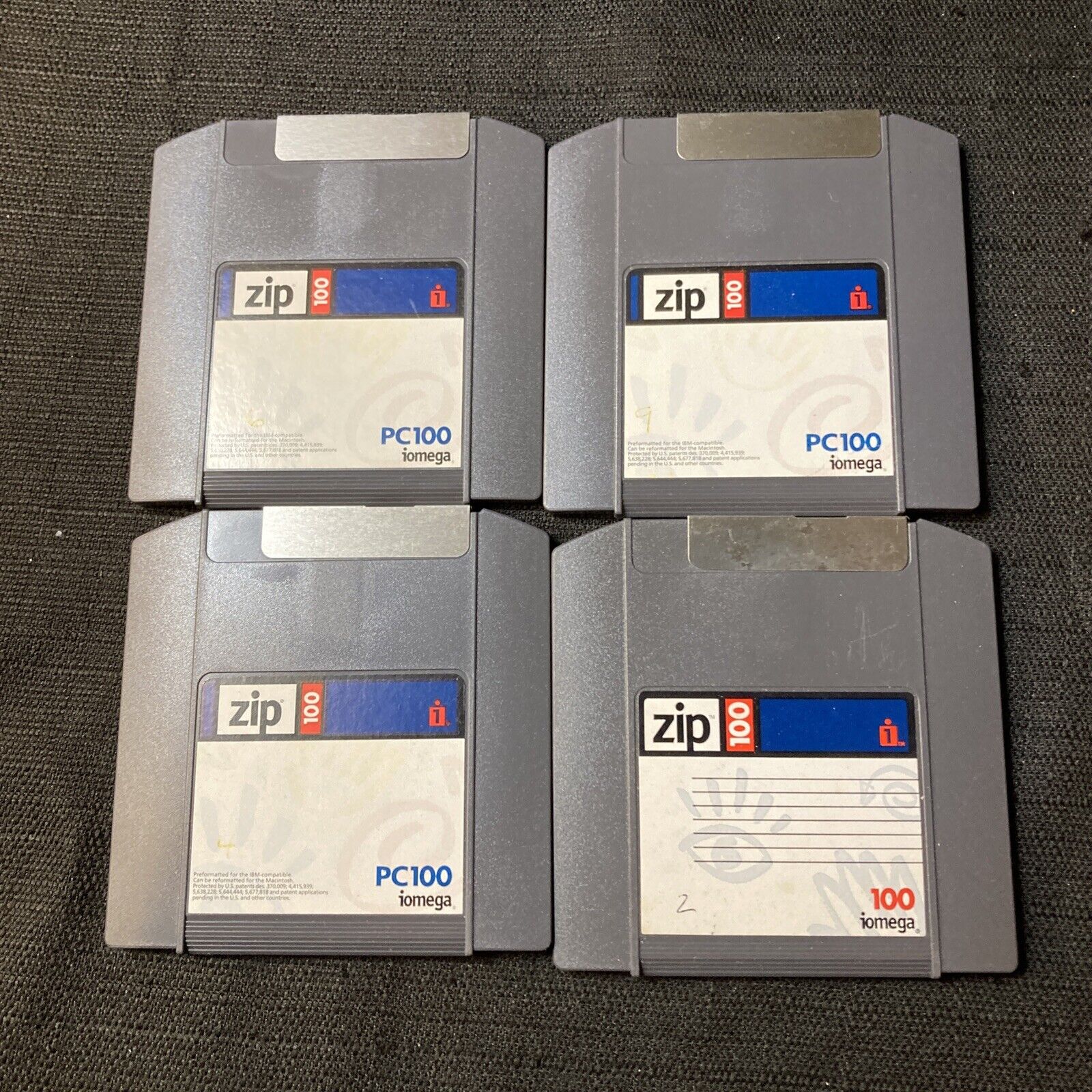 Vintage iOmega Zip Disk 100MB Storage Capacity Mixed Lot of 4 Disks 1994