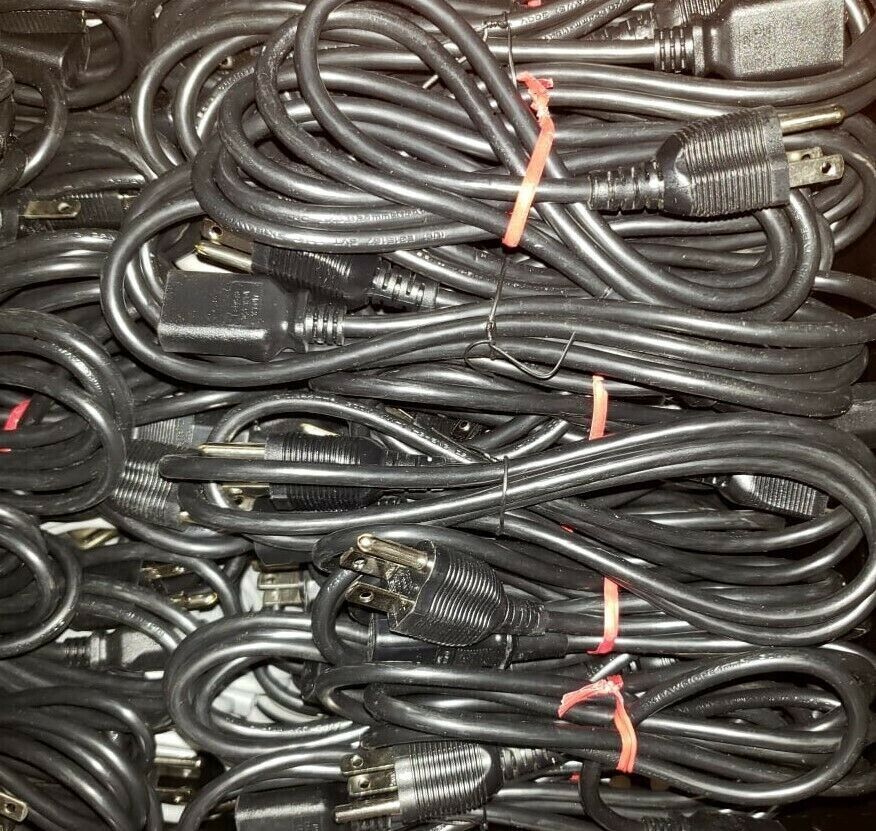 30 - 5ft 3 Prong Power Cords PC Computer New and Used Black and Some Gray