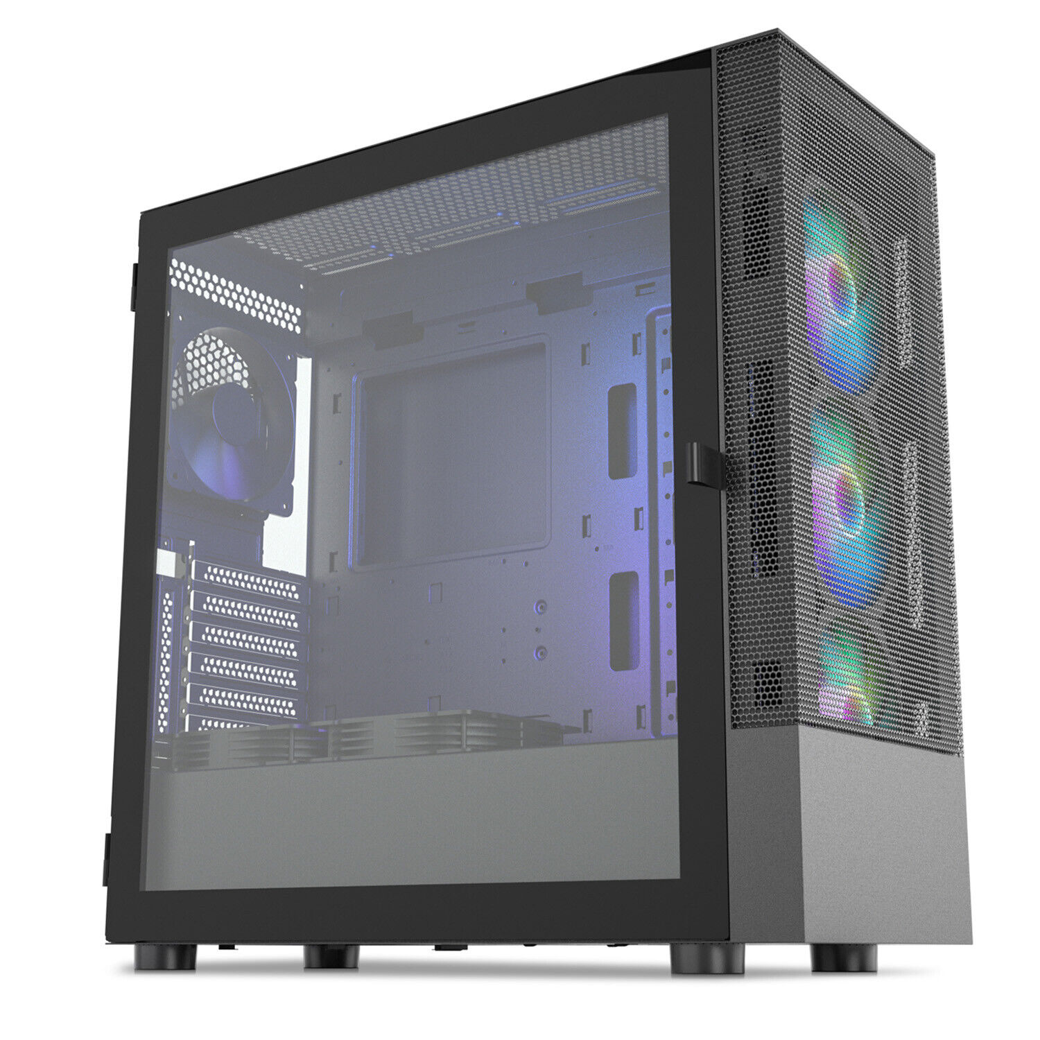 AL600 Mid-Tower ATX/M-ATX Computer Gaming Case Tempered Glass w/ 6x 120mm Fans