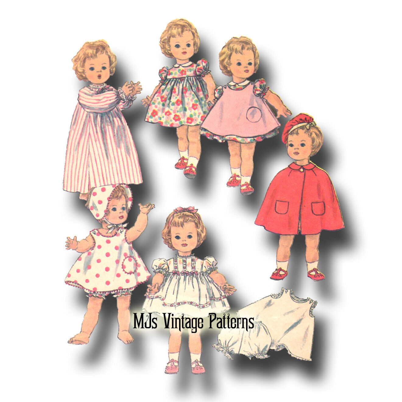 Vtg 1960s Baby Doll Clothes Pattern Dress Coat Hat Nightgown ~ 22\