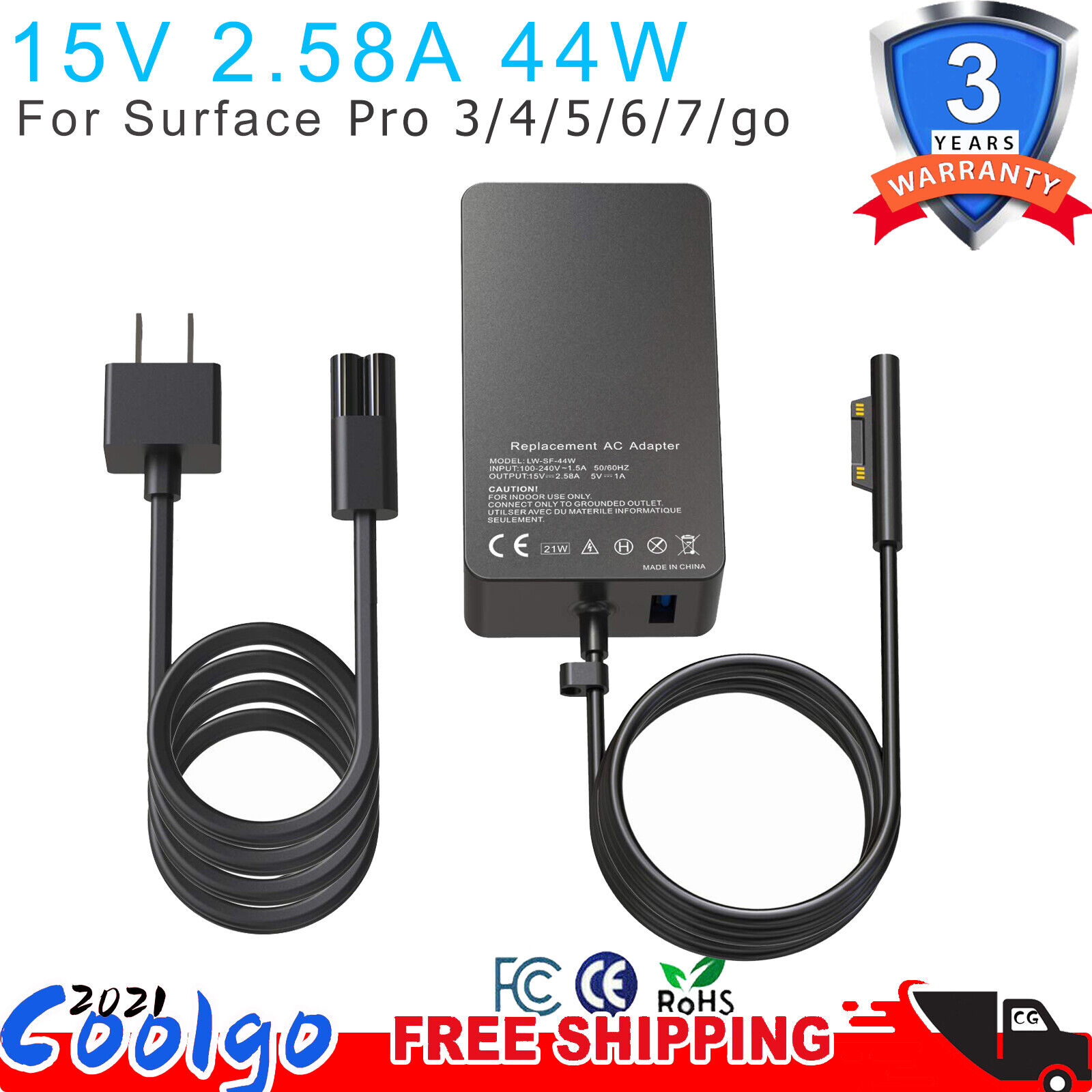 AC Charger For Microsoft Surface Pro 3 4 5 6 7 1625 1724 1796 1800-Surface Book