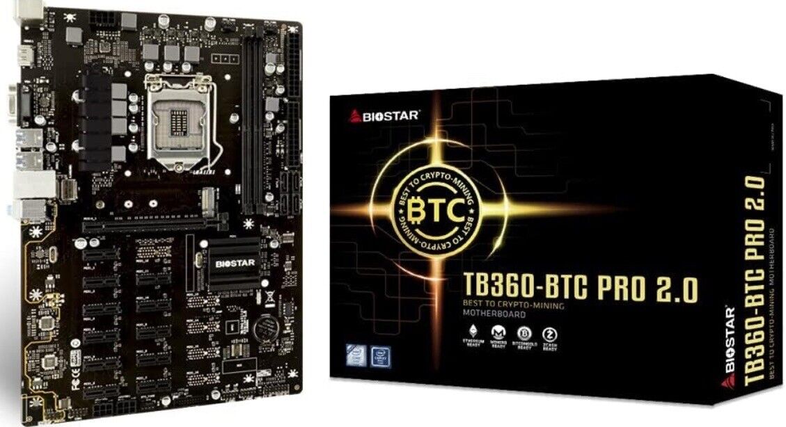 Biostar Motherboard TB360-BTC PRO 2.0 ATX With i3-9100 CPU, FAN and DDR4 RAM