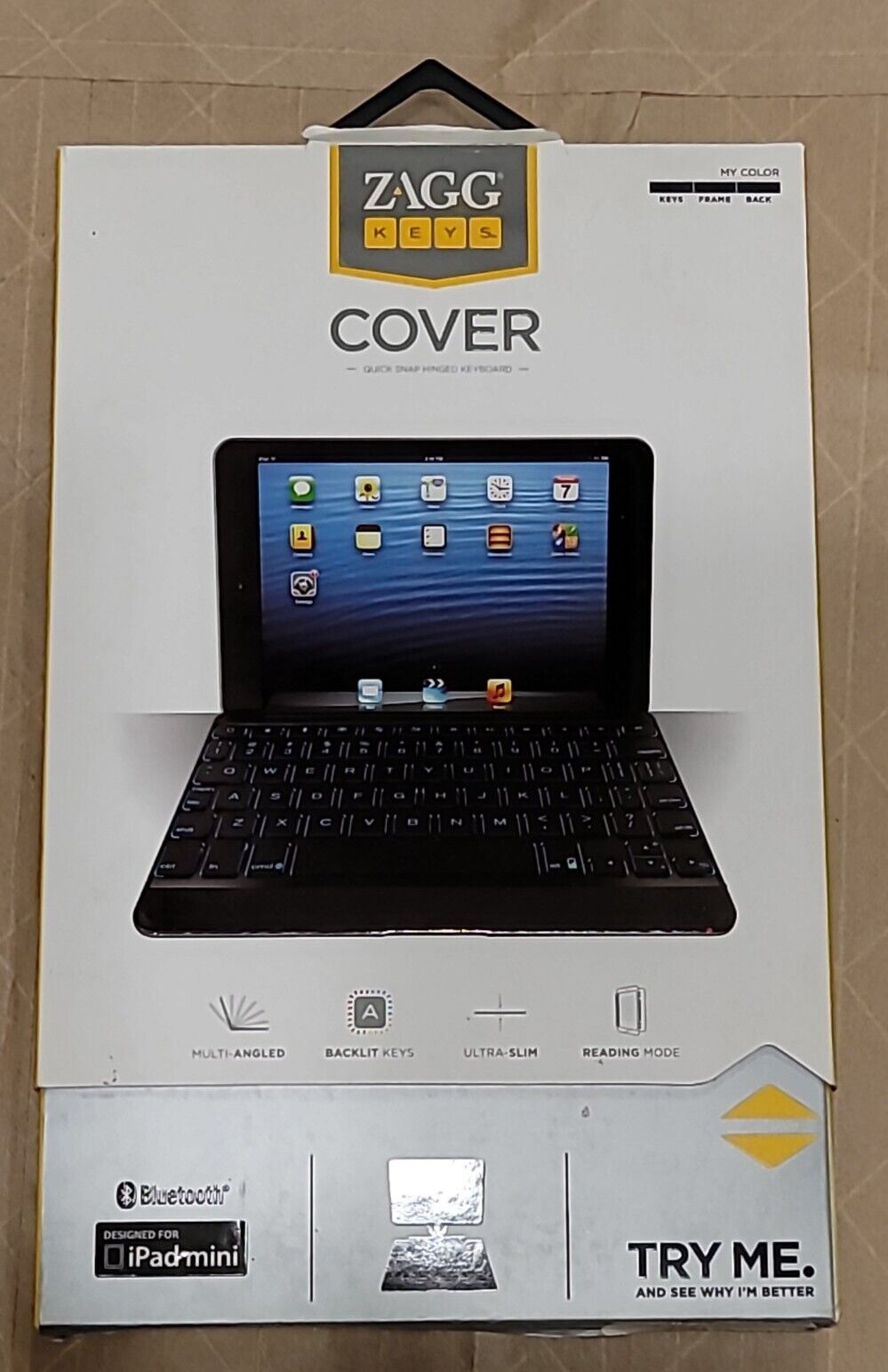 Zagg Keys iPad Mini 1, 2, 3 BLACK Full Keys Bluetooth Keyboard Case Stand Cover
