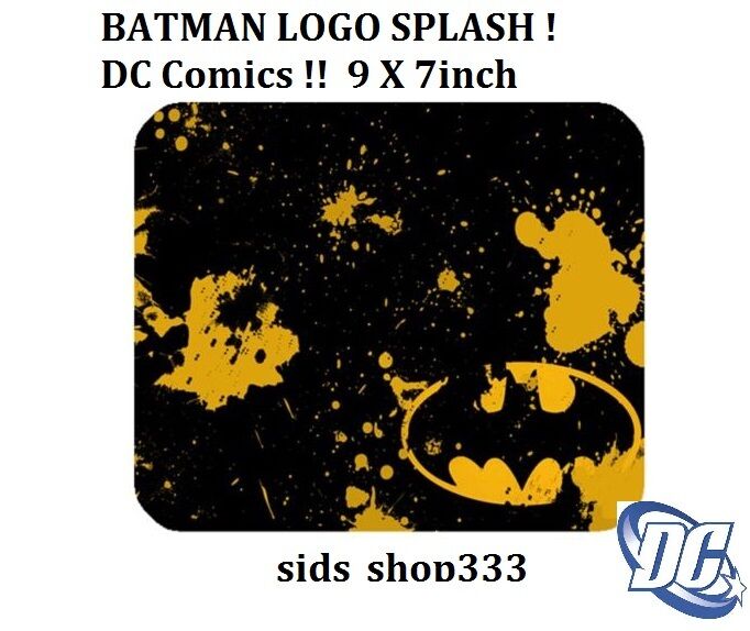 BATMAN LOGO SPLASH  DC Comics  Anti slip COMPUTER MOUSE PAD 9 X 7inch