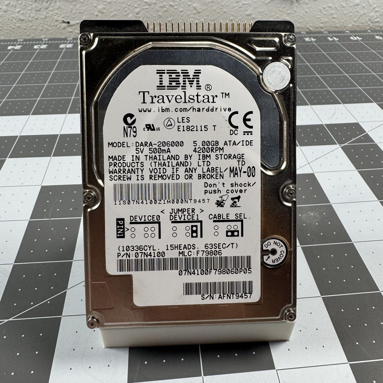 IBM Travelstar DARA-206000 07N4100 LAPTOP Hard Disk Drive HHD 5.0GB ATA/IDE 2.5\