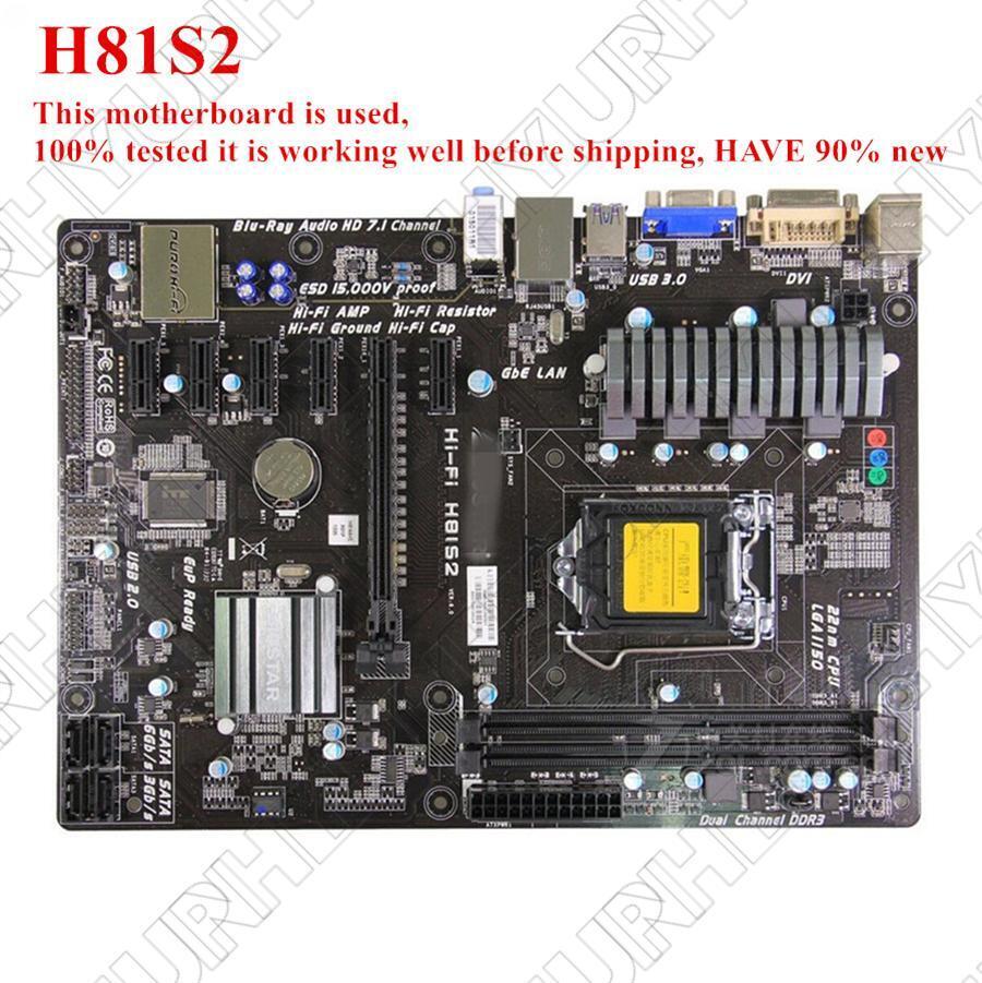 6GPU 6PCIE for Desktop HI-FI H81S2 Motherboard H81 LGA 1150 DDR3 SATA2 USB2.0