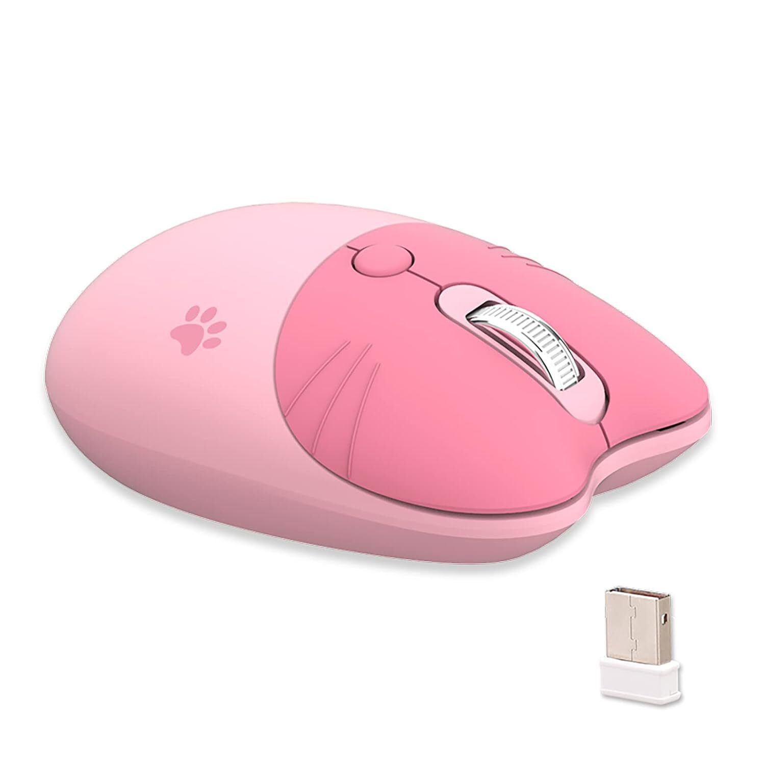 Cute Cat Wireless Mouse, Silent Mouse, 2.4G Wireless Mice, Candy Colors, Kawai