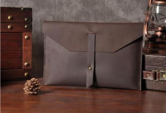file Folder pocket cow Leather Messenger bag Briefcase Pouch handmade coffee 308