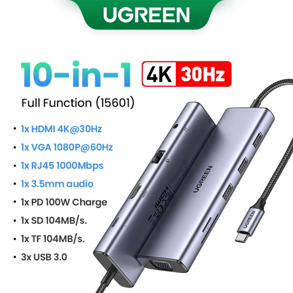 Ugreen USB-C Hub 4K HDMI Adapter RJ45 USB 3.0 PD 100W Dock MacBook Pro Air M2 M1