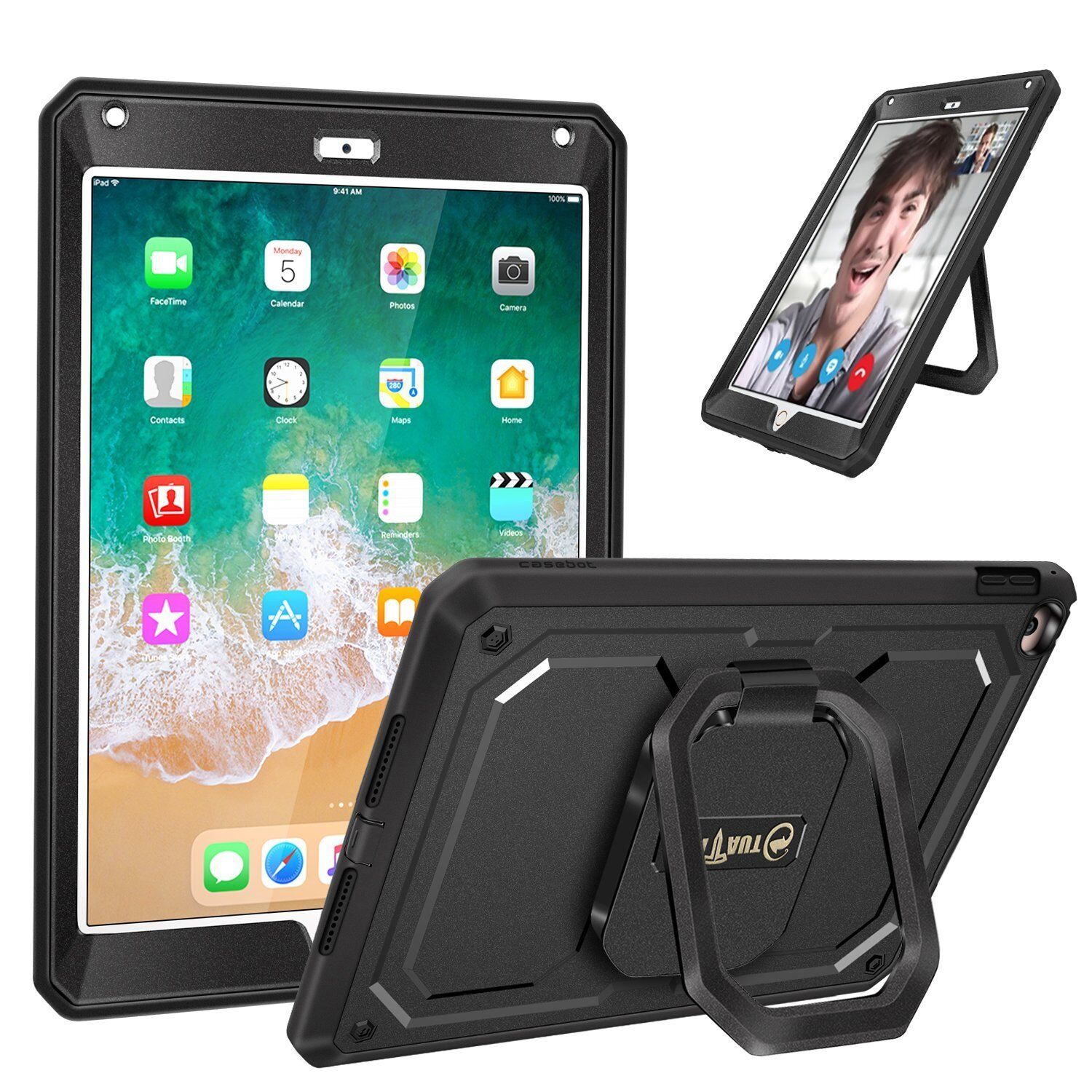 For iPad 9.7 2018 6th Gen Mutiple Angles Screen Protector Hard Back Case Cover