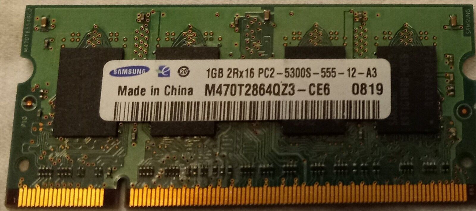 1GB 2Rx16 PC2-5300S-555-12-A3 SODIMM-Samsung