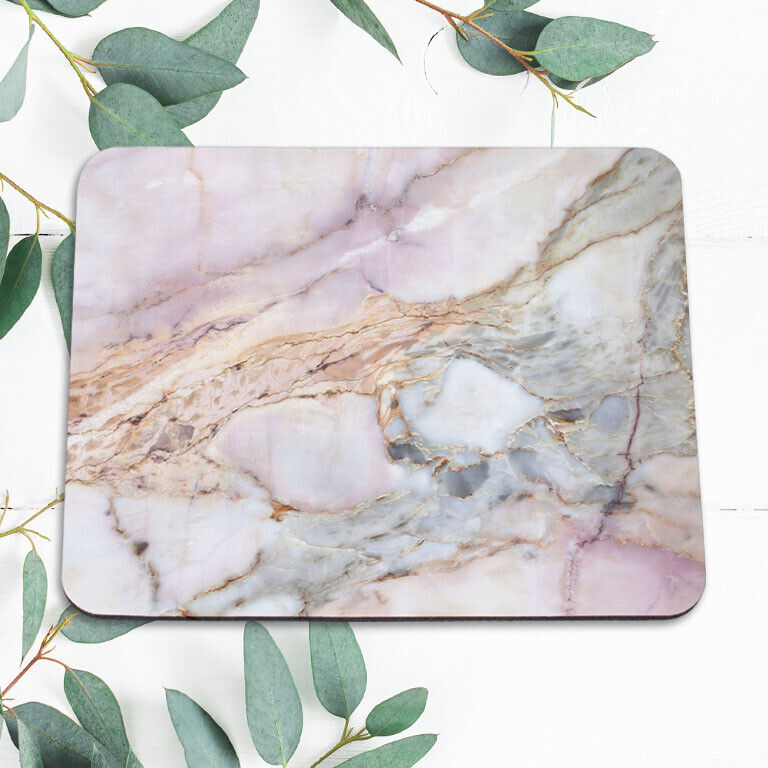 Rose Gold White Marble Gaming Mouse Pad Mat Office Desk Table Accessory Gift