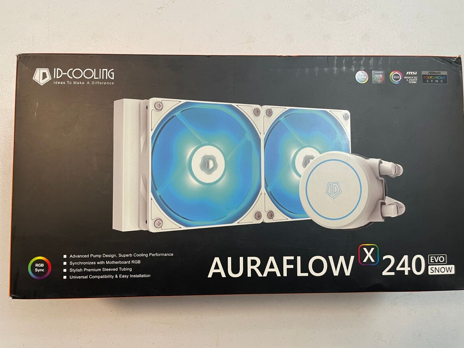 ID-COOLING AURAFlow X 240 EVO RGB 240MM AIO Liquid Cooler Snow  Edition
