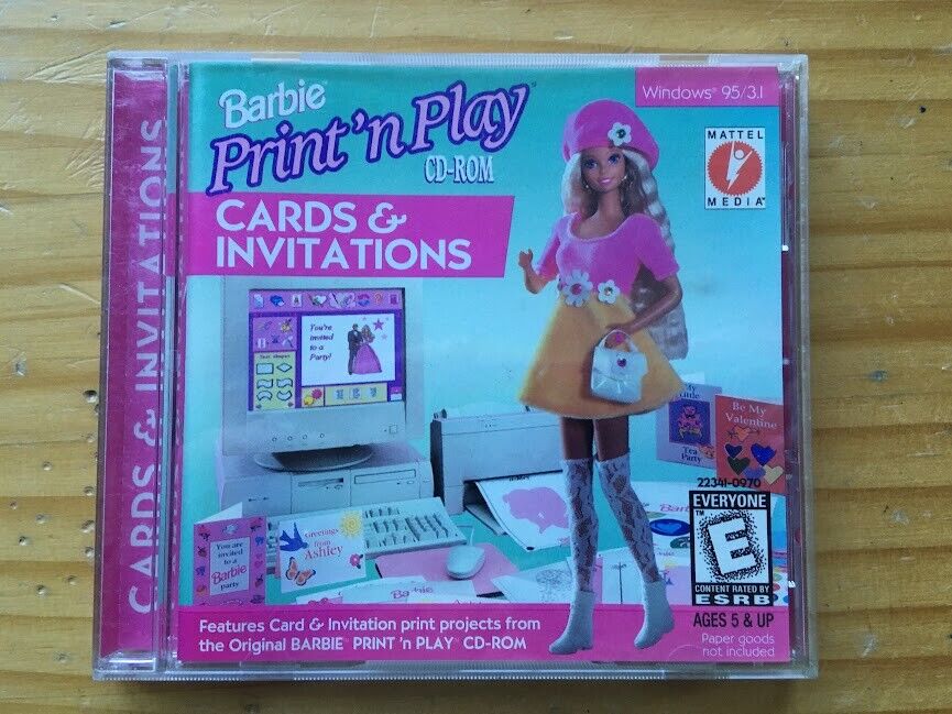 BARBIE PRINT 'N PLAY CD-ROM USED MATTEL MEDIA 1996