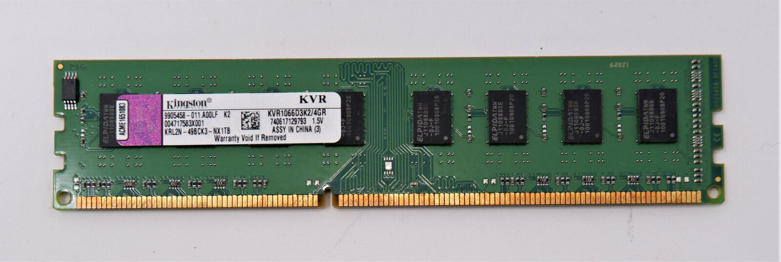 KINGSTON KVR1066D3K2/4GR 2GB DDR3-1066 PC3-8500 1.5V CL7 RAM MEMORY - NICE