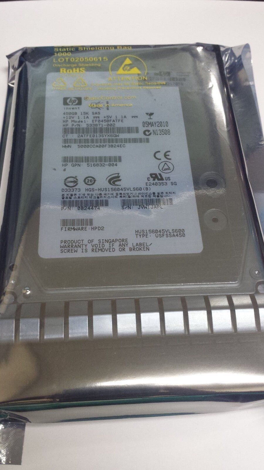 HP 450GB 15K RPM SAS 3.5