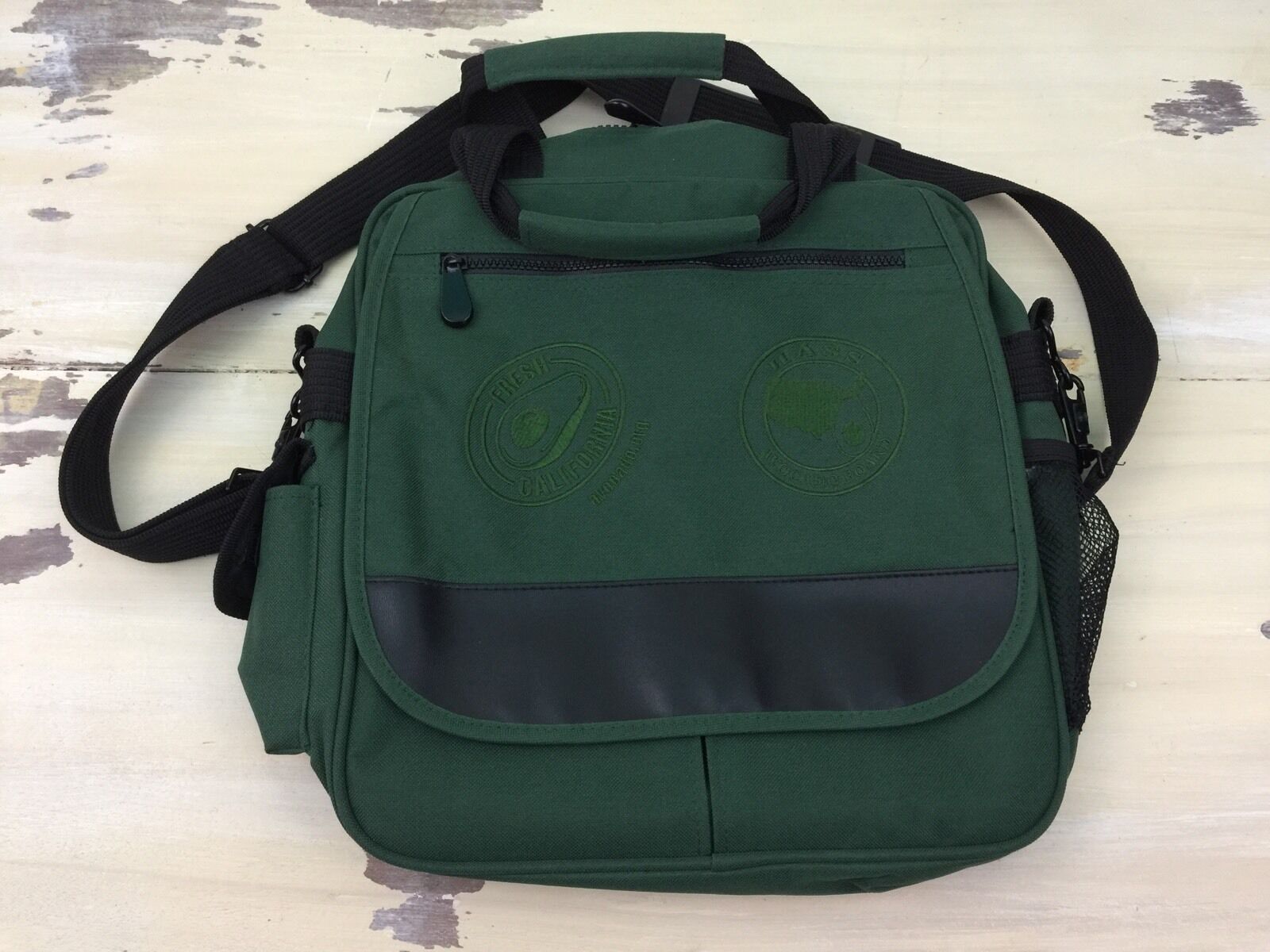 HASS AVOCADOS - NWOT Dark Green Canvas Messenger Bag Laptop Case, California Oil