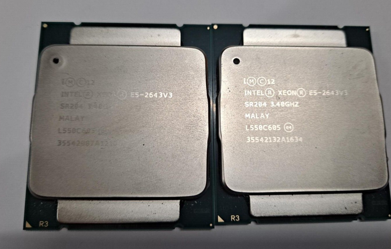 MATCHING PAIR Intel Xeon E5-2643 V3 SR204 6-Core 3.4GHz 20MB LGA Processor
