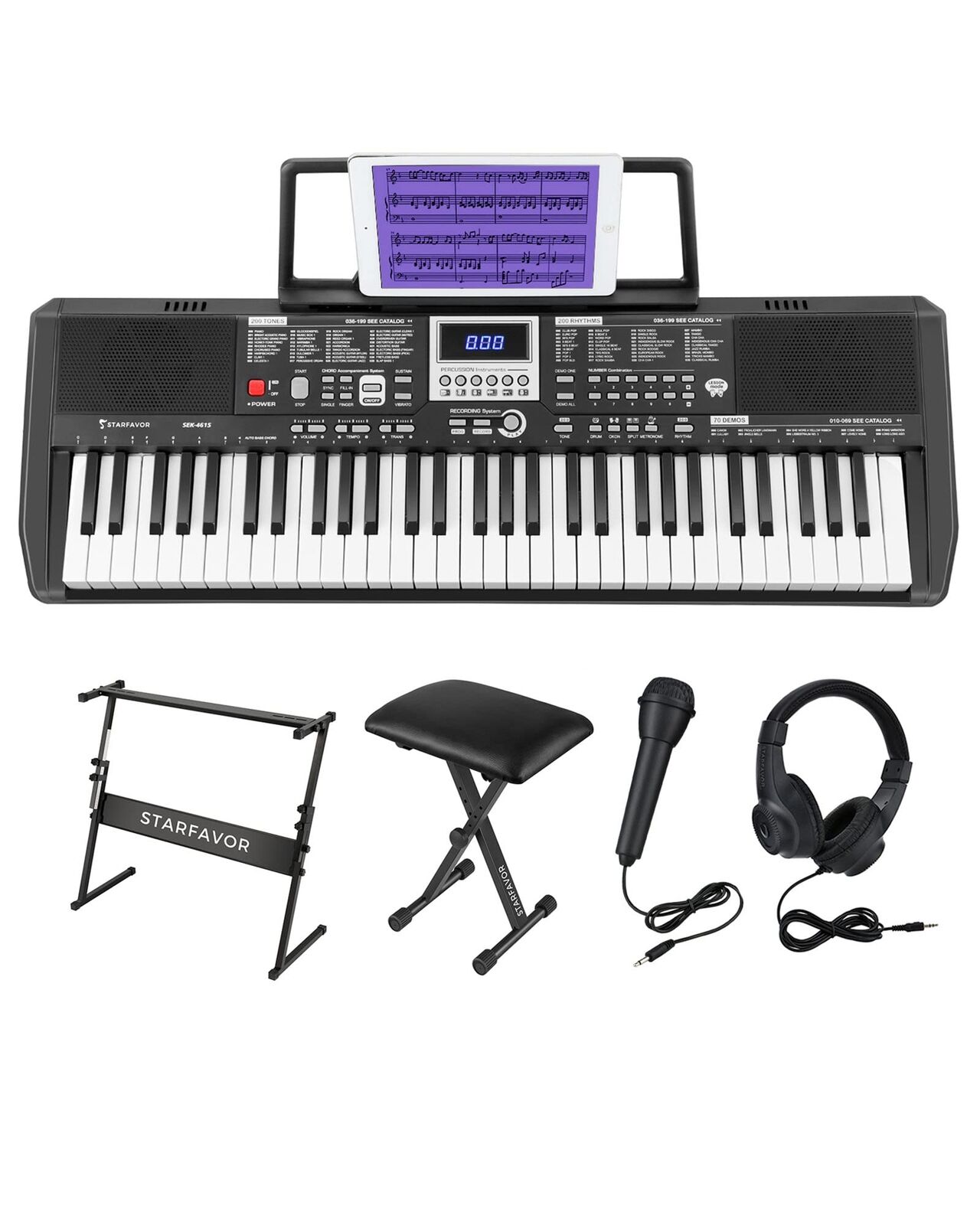 61 Key Portable Electric Keyboard Electronic Piano Music for Beginners Adults...