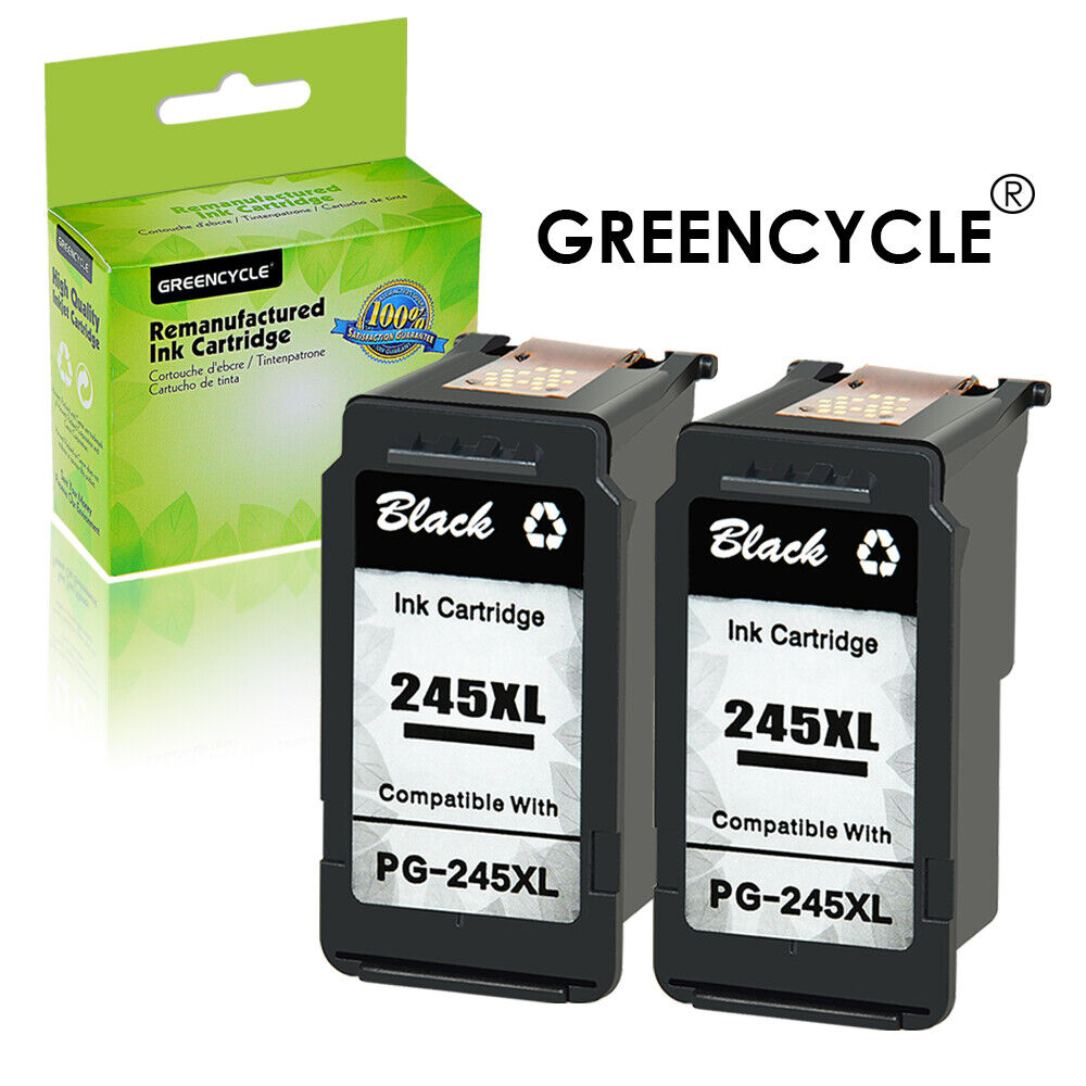 2x GREENCYCLE PG-245XL Black Ink For Canon PG-245 XL IP2850 MG2450 MG2520 MG3022