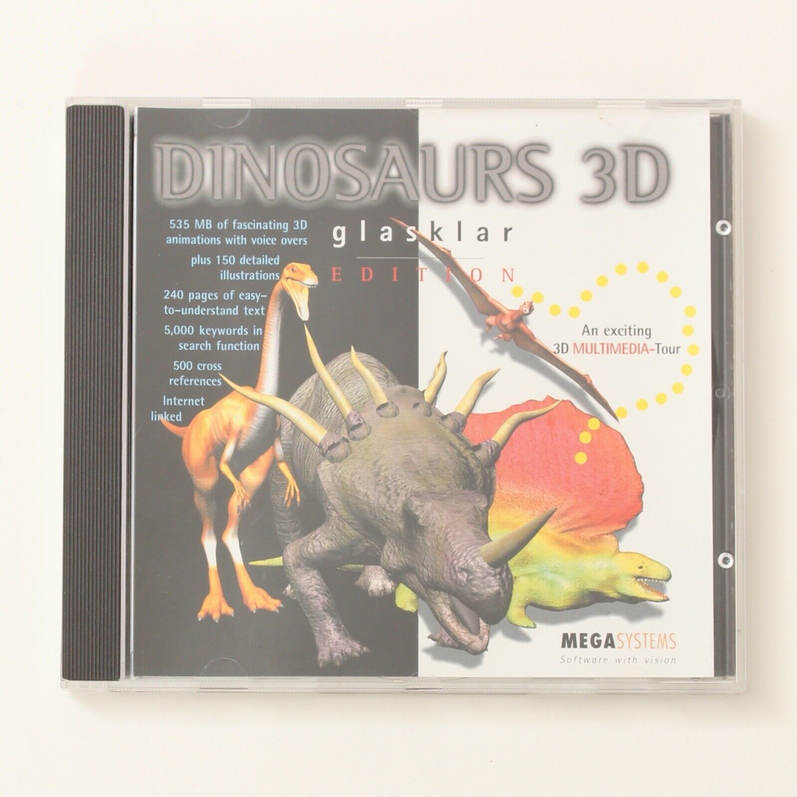 Dinosaurs 3D (Glasklar Edition) Vintage CD-ROM PC Software for Windows 95