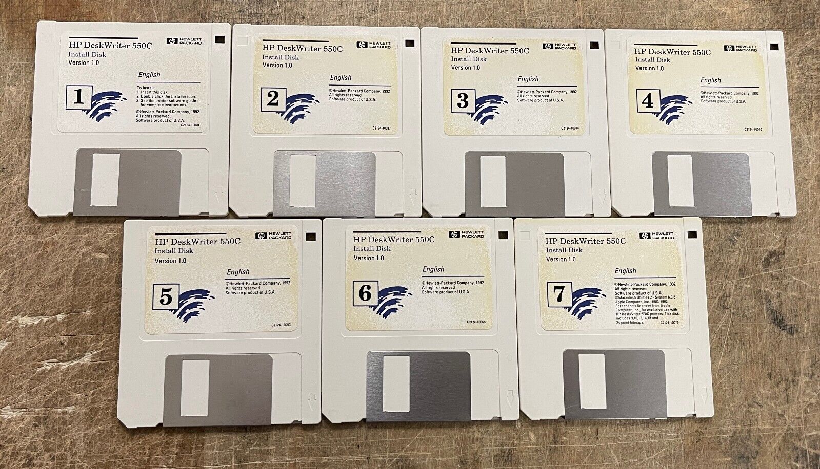 Vintage HP DeskWriter 550C Version 1.0 Install Floppies (7) TESTED READABLE