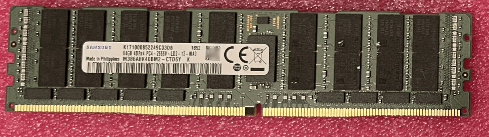 Tested Samsung 64GB PC4-21300 ddr4 2666MHz  Server LRDIMM RAM M386A8K40BM2-CTD