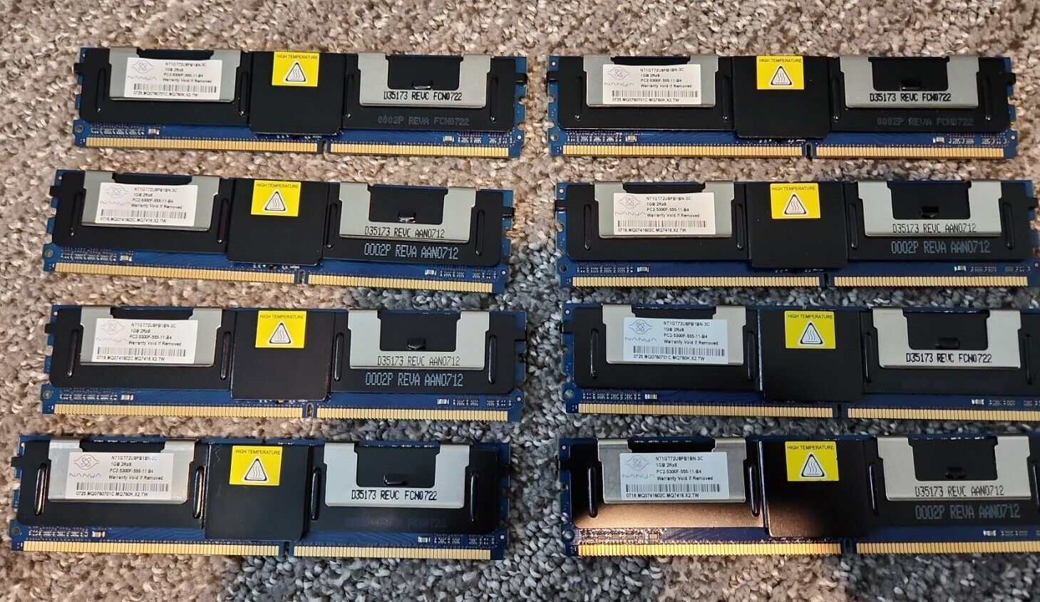 Nanya 8GB Kit 8x1GB 2Rx4 PC2-5300F-555-11-B4 ECC Server RAM NT1GT72U8PB1BN-3C