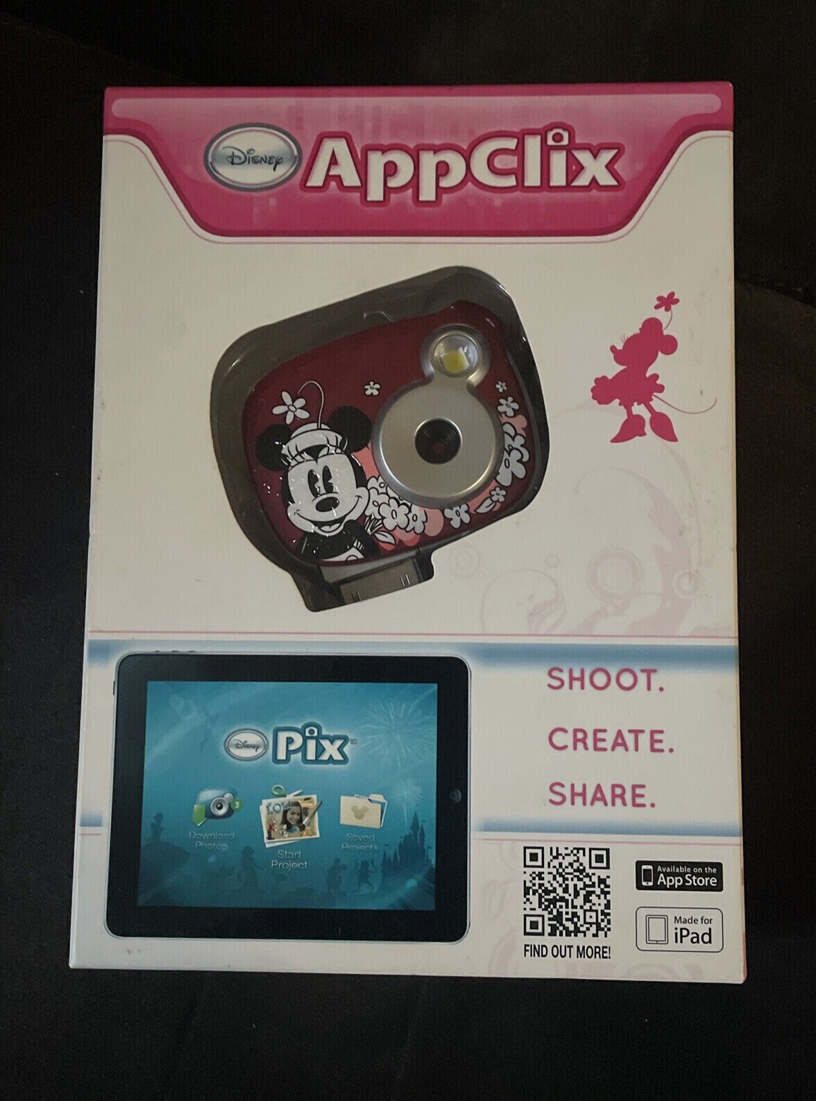 Vintage Disney Minnie Mouse Digital AppClix Camera for iPad w/ 32MB SD Card