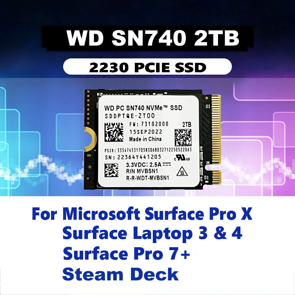 NEW WD PC SN740 2TB M.2 2230 NVMe PCIe Gen 4x4 SSD For Steam Deck Dell laptop