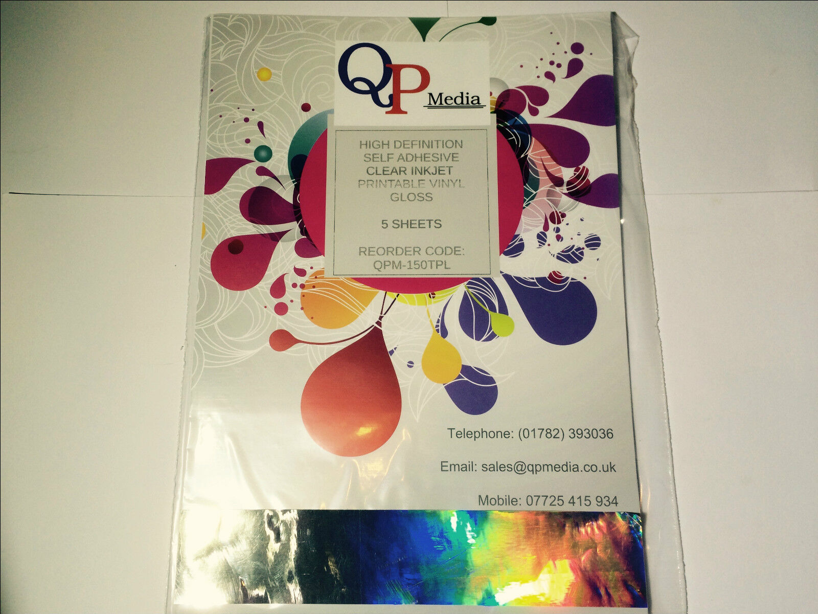 A4 Premium Photo Quality Clear Transparent Self Adhesive Sticker Label Vinyl 5pk
